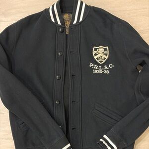 Polo Ralph Lauren Black Varsity Jacket with White Accents